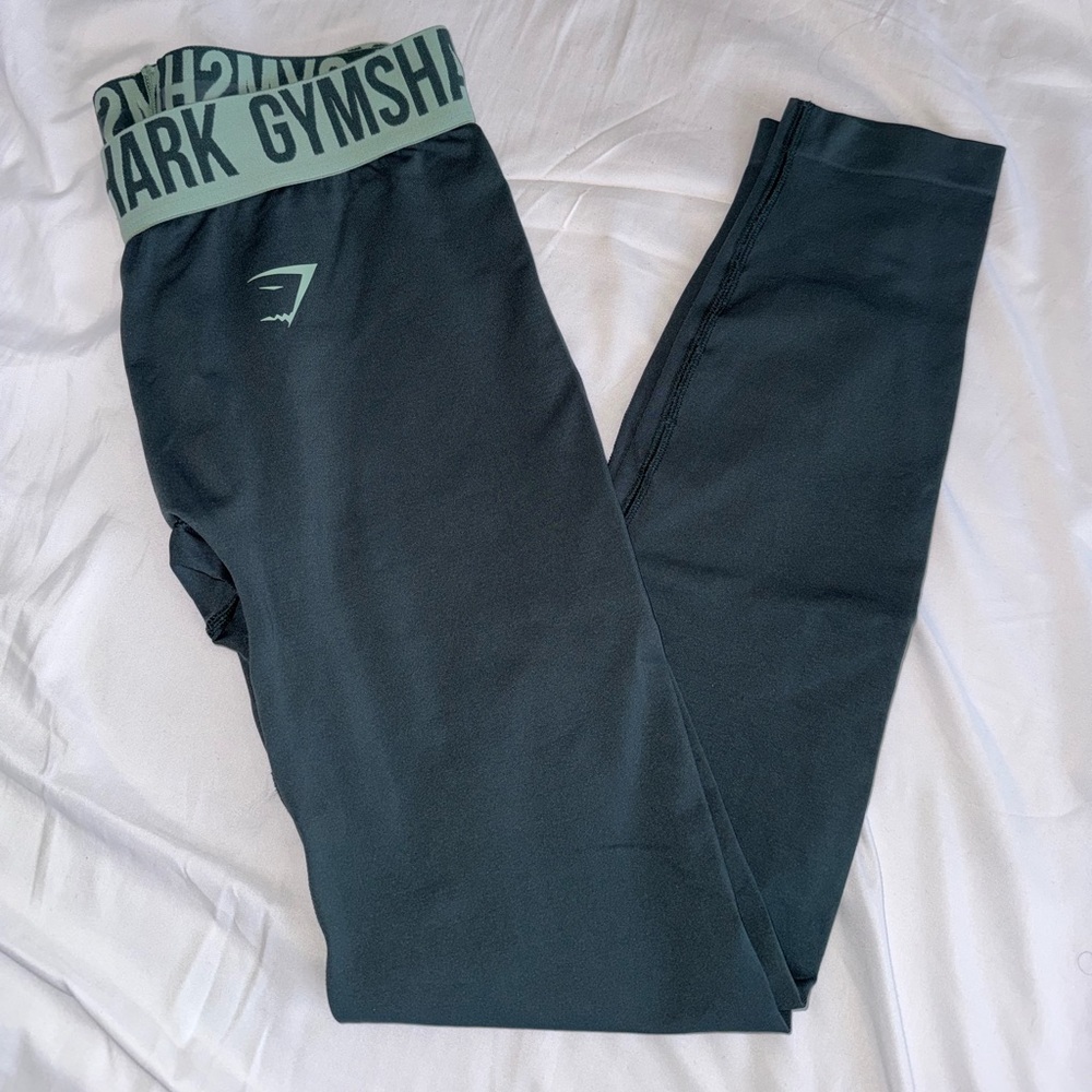 Gymshark Gymshark Dark Green Leggings with Logo Waistband